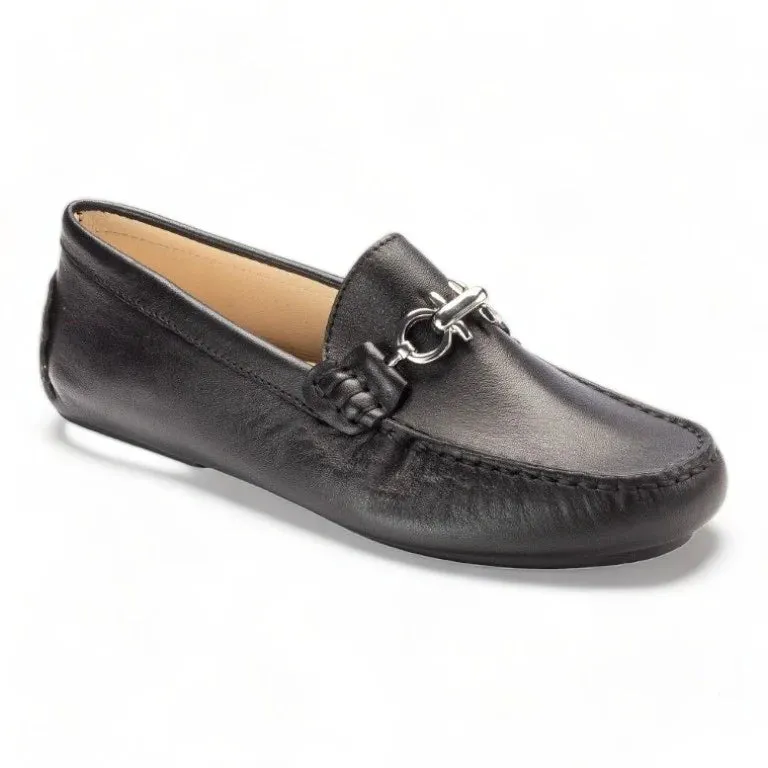 2486 - Black Soft Leather Soft Loafer for Girl/Teen/Women by London Kids