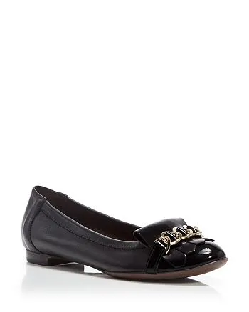 AGL - ATTILIO GIUSTI LEOMBRUNI - BLACK KILT DRESS LEATHER FLATS **FREE SHIPPING**