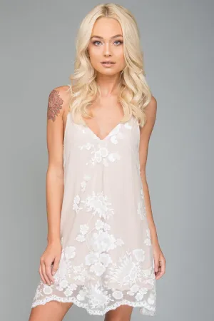 Alexandra Embroidered Floral Going Out Dress White