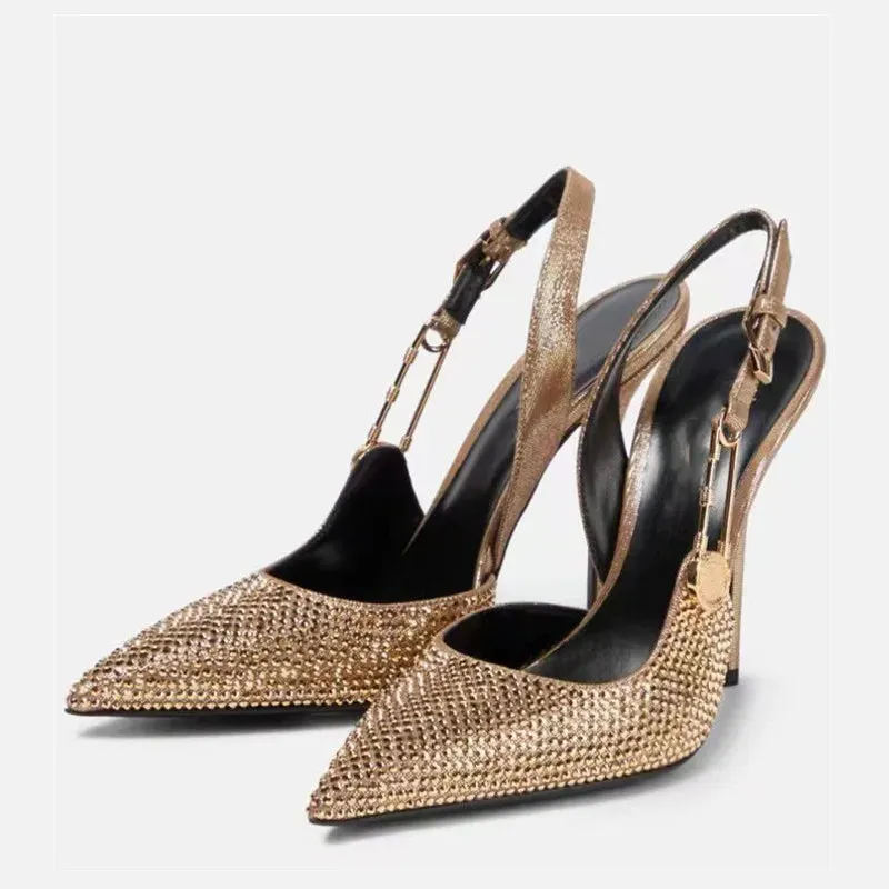 Amberly Rhinestones Sequined Pumps