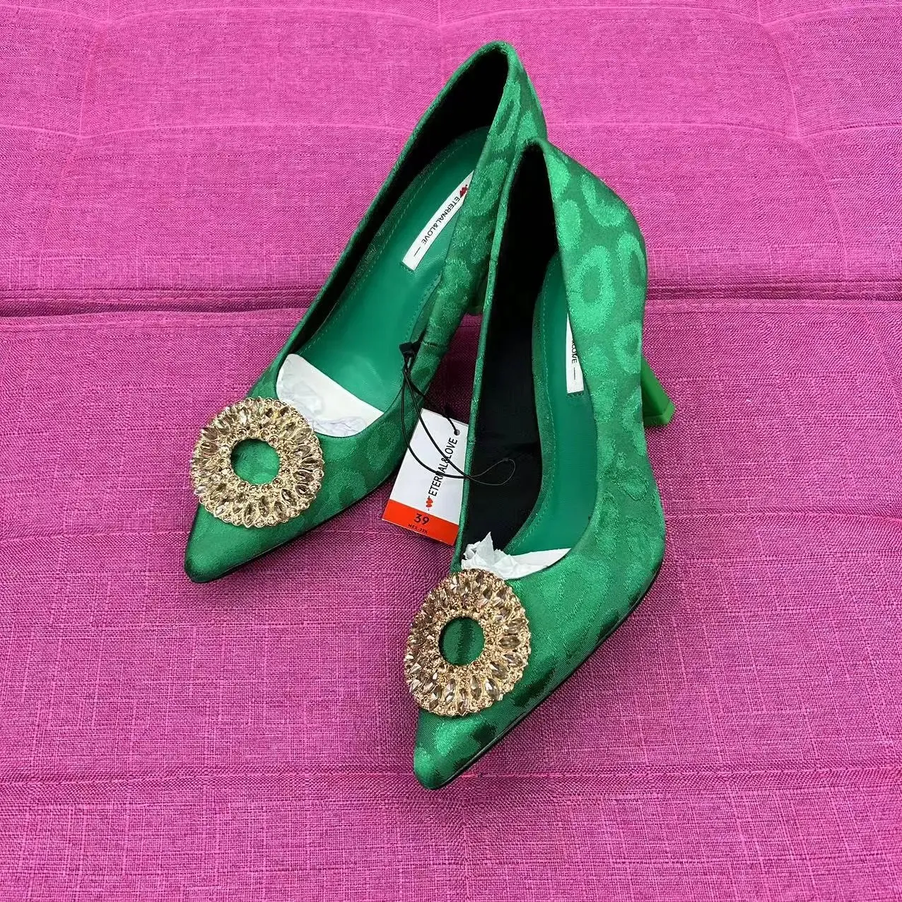 AMOZAE-- Crystal Rhinestone Pointed Pumps