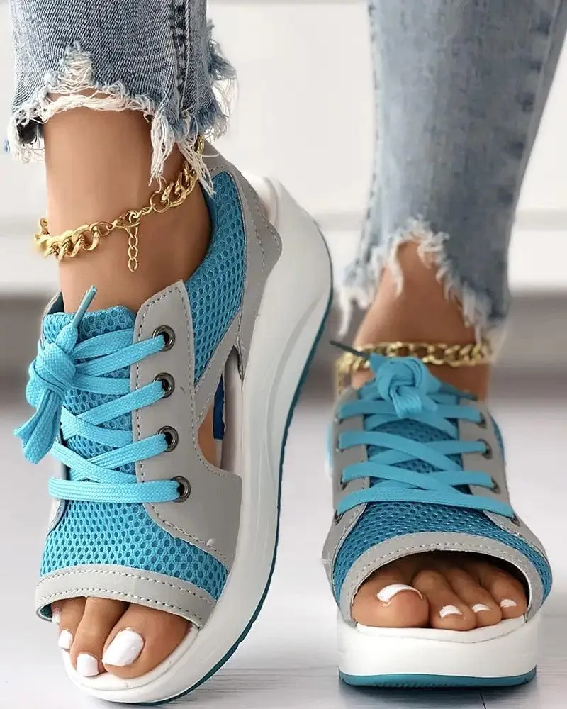 BELLA - Cutout Lace-up Muffin Sandals