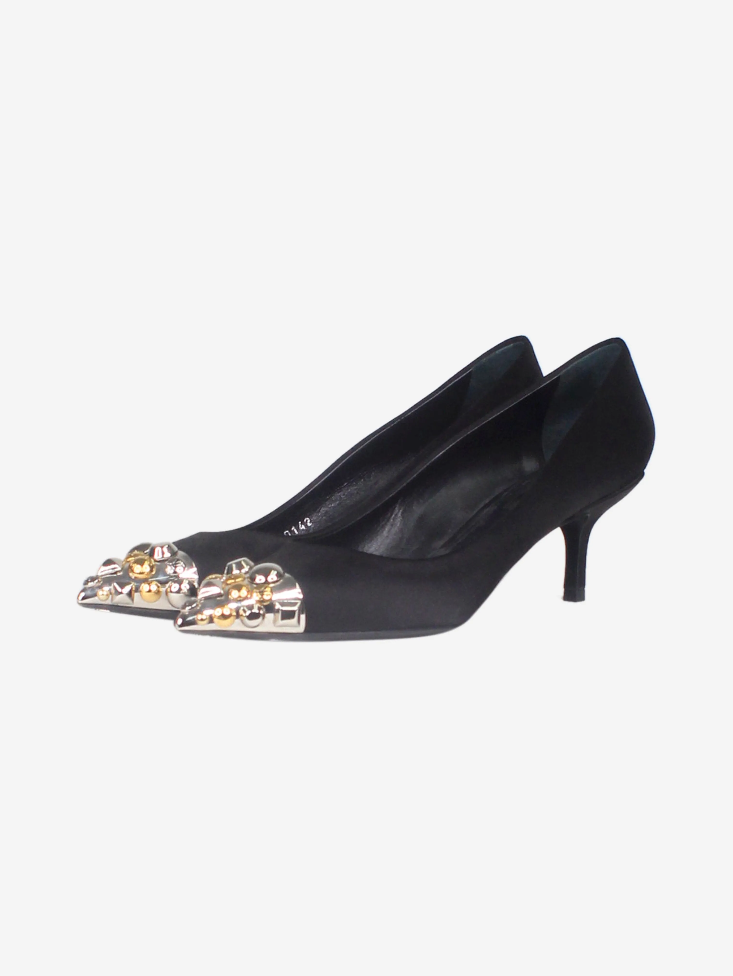 Black studded pointed-toe pumps - size EU 38.5