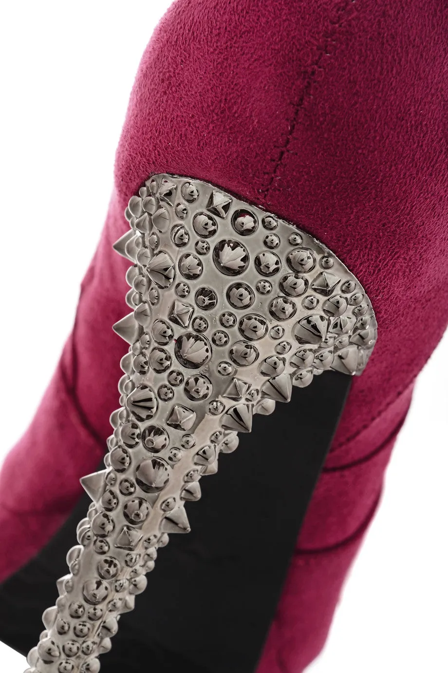 BLINK LORE Fuchsia Studded Ankle Boots