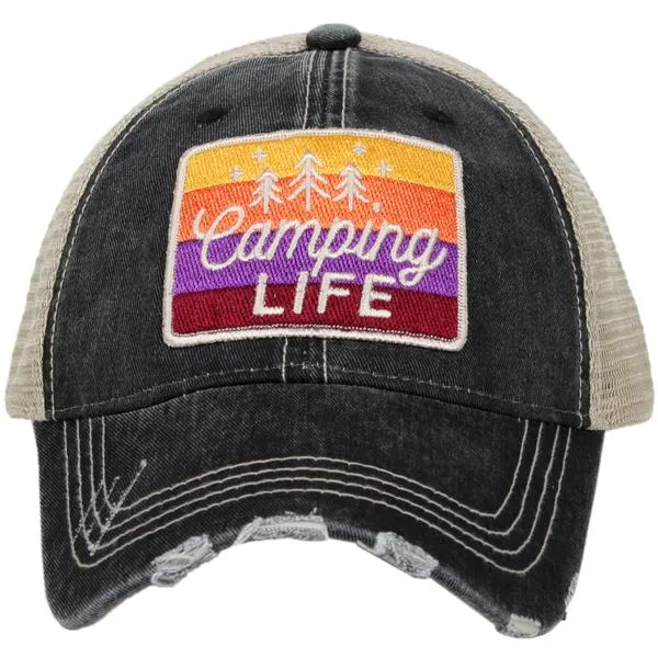 Camp hats! Hats { Camping life } 4 colors. Embroidered distressed trucker caps.