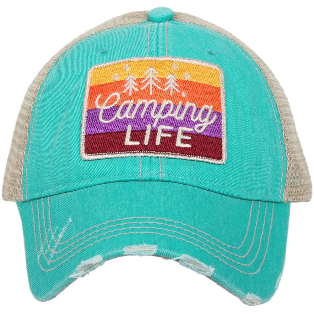 Camp hats! Hats { Camping life } 4 colors. Embroidered distressed trucker caps.