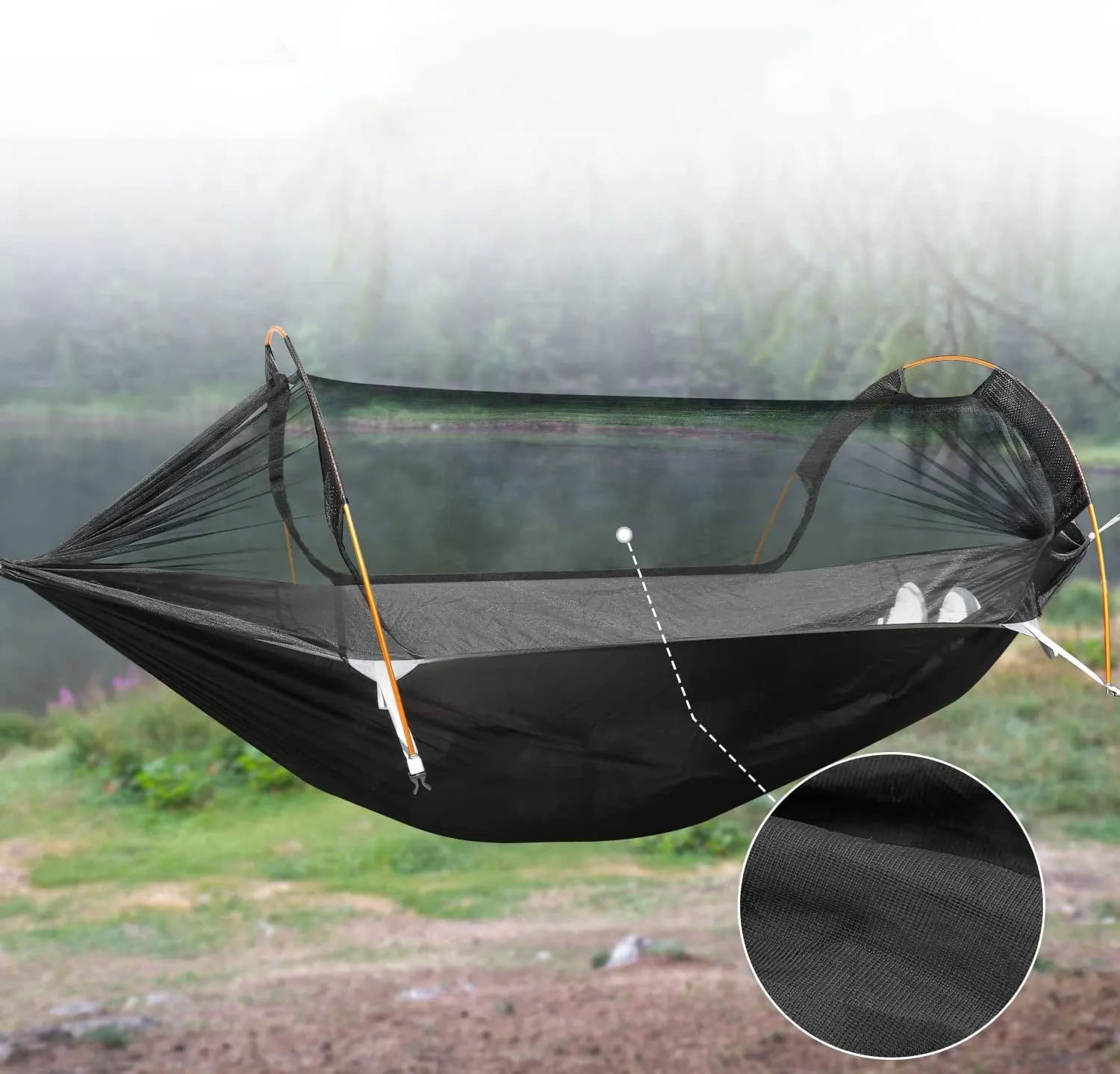 Camping Hammock with Mosquito Net and Rainfly Cover,Camping Hammock,Lightweight Portable Hammock,Waterproof Camping Hammock for Outdoor Backpacking Hiking Travel (Yellow)