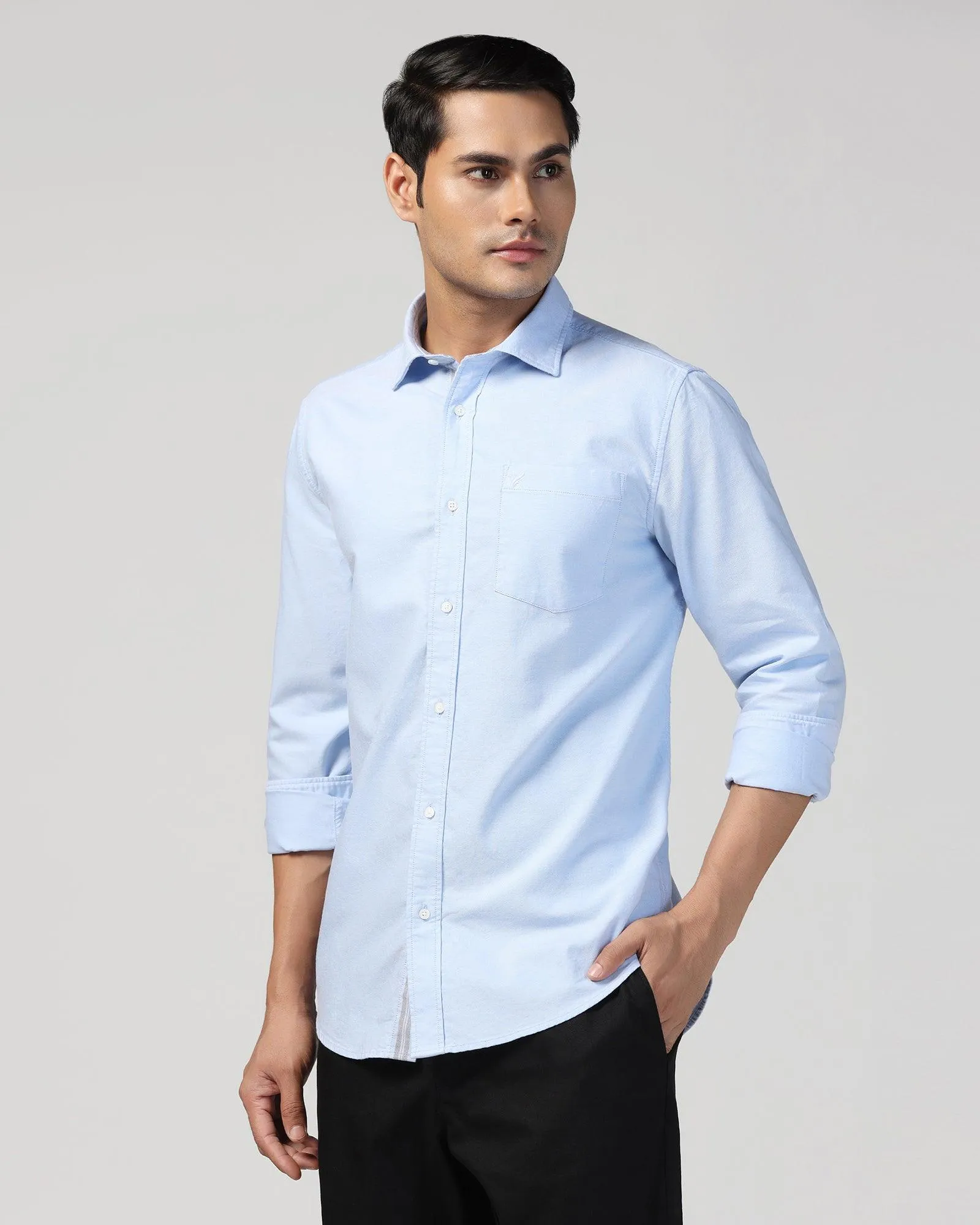 Casual Blue Solid Shirt - Solly