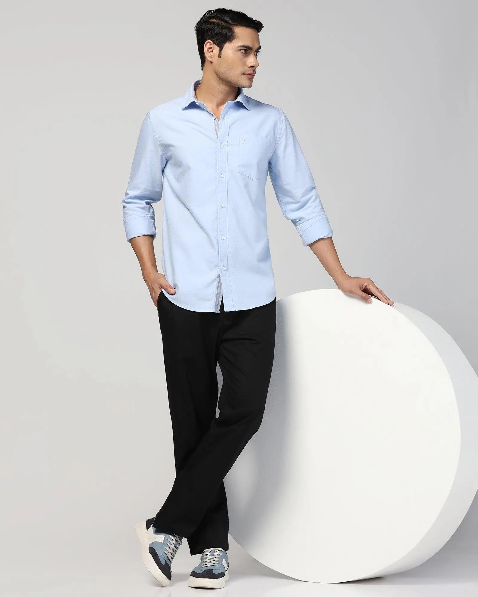 Casual Blue Solid Shirt - Solly