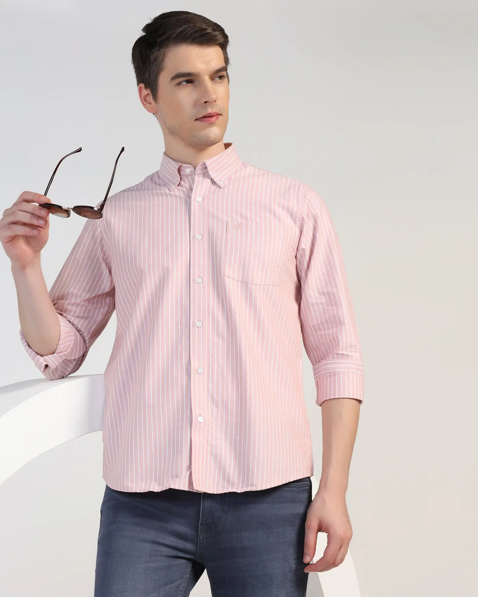 Casual Pink Stripe Shirt - Reda