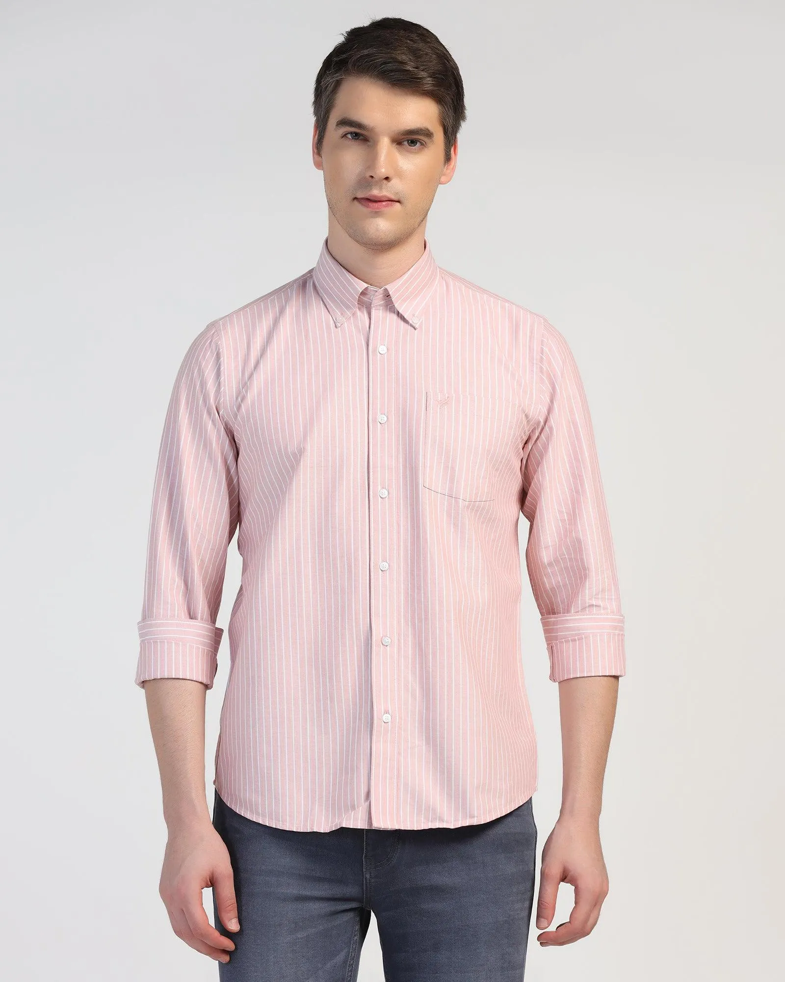 Casual Pink Stripe Shirt - Reda