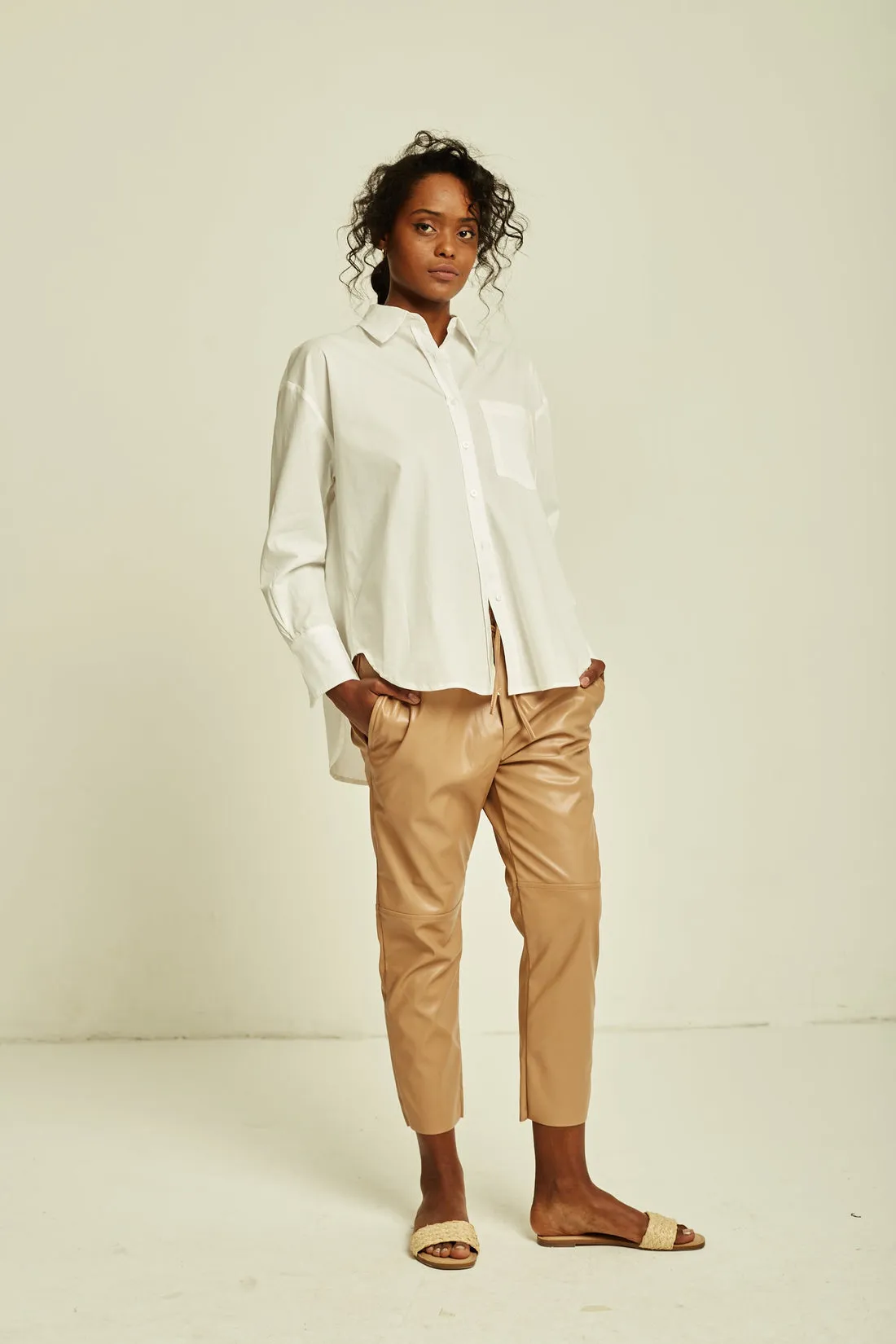 Deluc Fleetwood Nougat Faux Leather Crop Pants