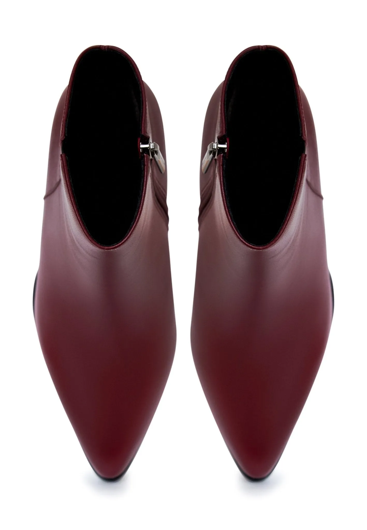 Elevated Leather Heeled Boots - Bordeaux