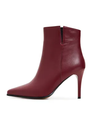 Elevated Leather Heeled Boots - Bordeaux