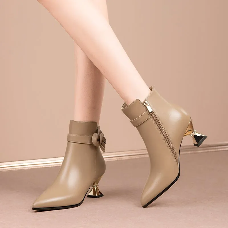 Exquisite Pointed Toe High Heeled Boots