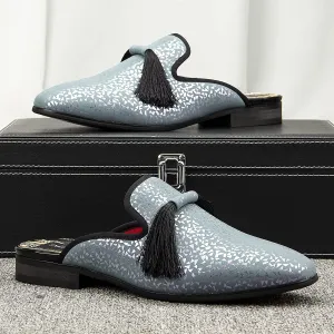 Fashion Grey Backless Loafers Casual Men's Slippers