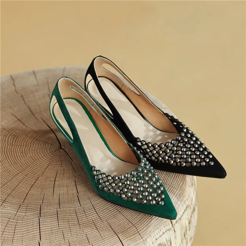 Glamorous Bling Pointed Toe Slip-On High Heel Pumps