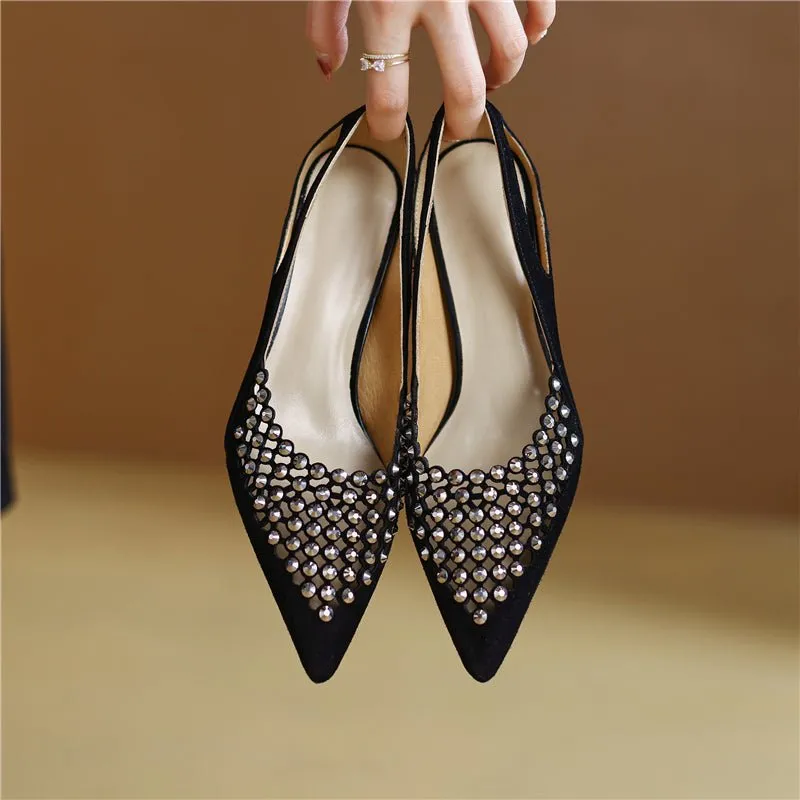 Glamorous Bling Pointed Toe Slip-On High Heel Pumps