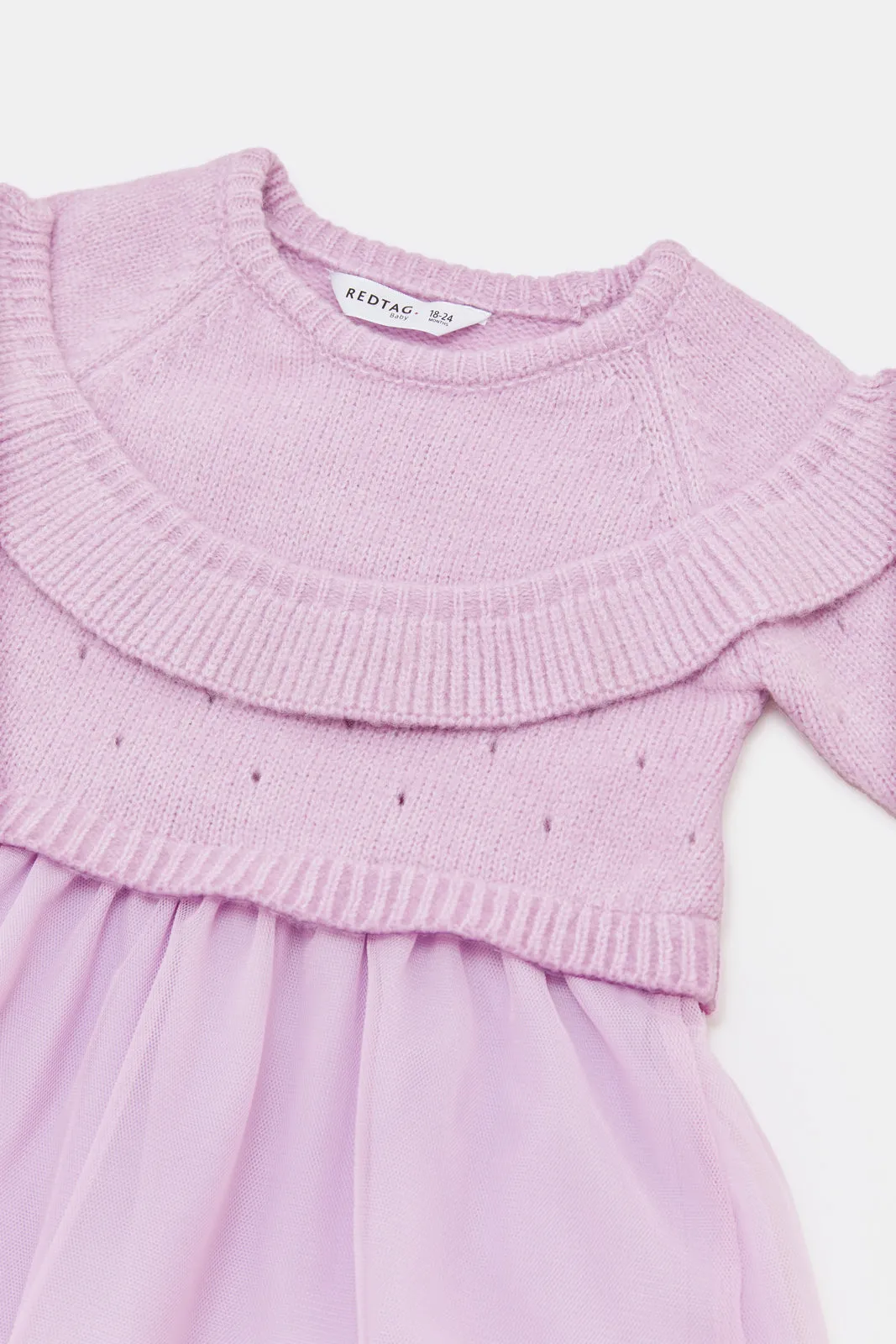 Infant Girls Lilac Sweater Mesh Dress