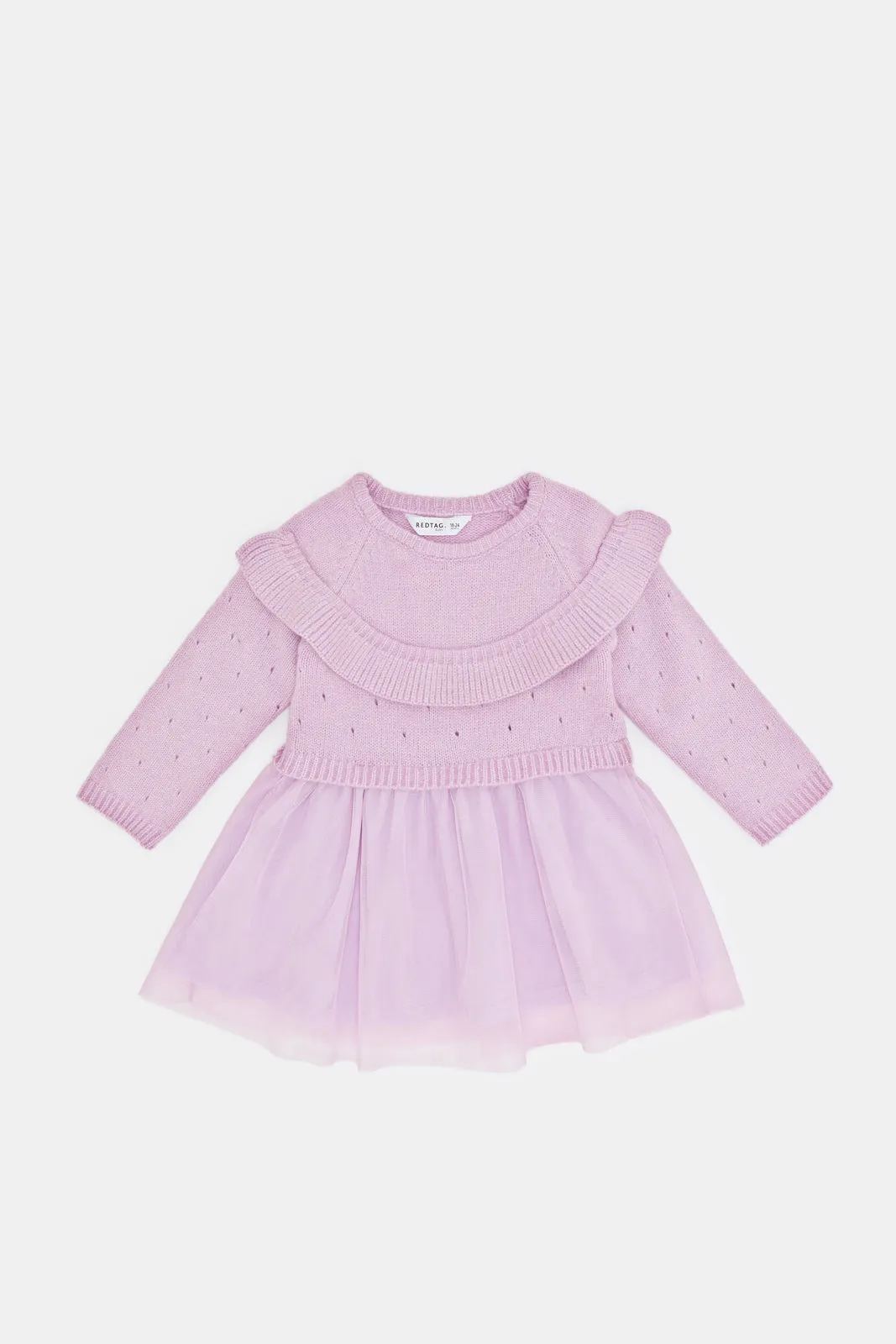 Infant Girls Lilac Sweater Mesh Dress