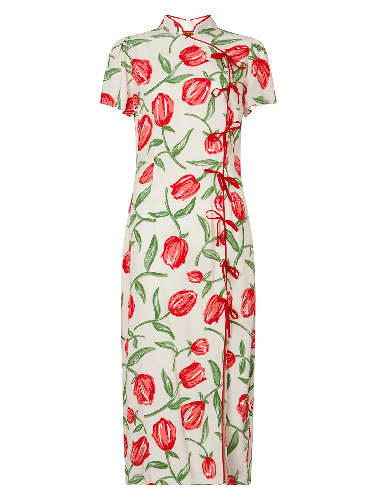 Leia Ivory Tulip Print Midi Dress