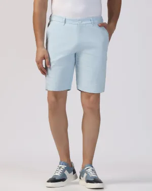 Linen Casual Blue Solid Shorts - Kin