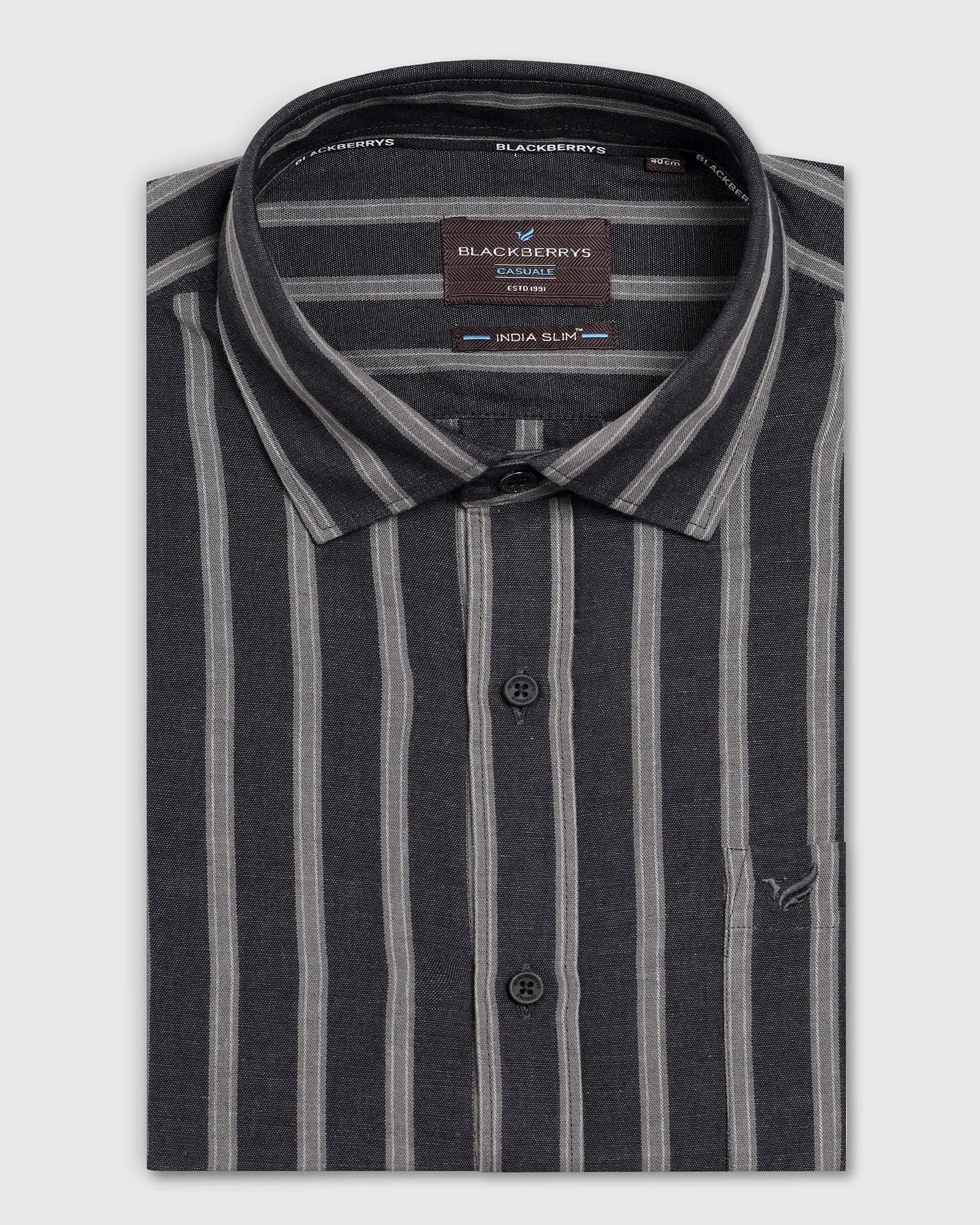 Linen Casual Charcoal Stripe Shirt - Ernest