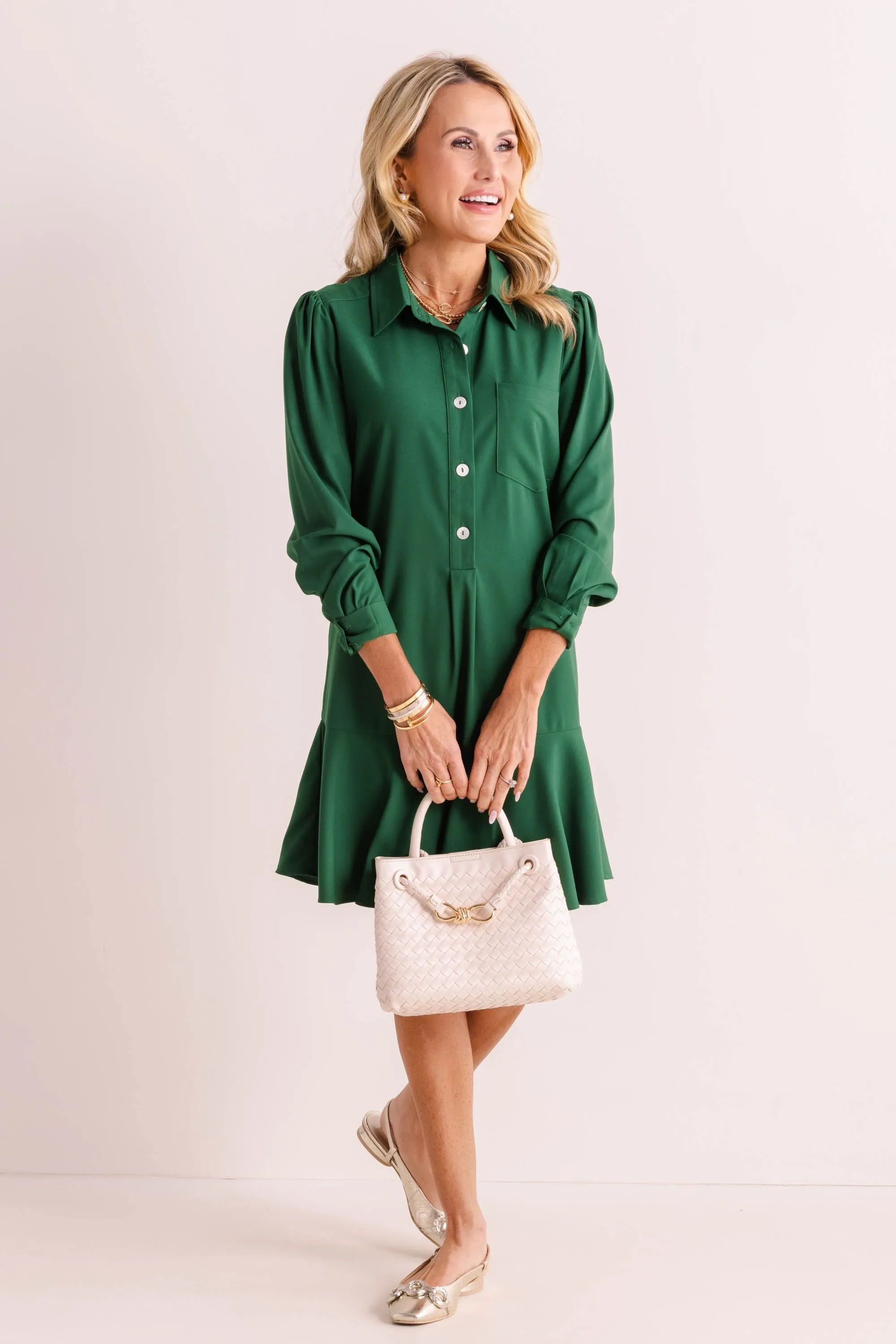 Meagan Dress- Hunter Green