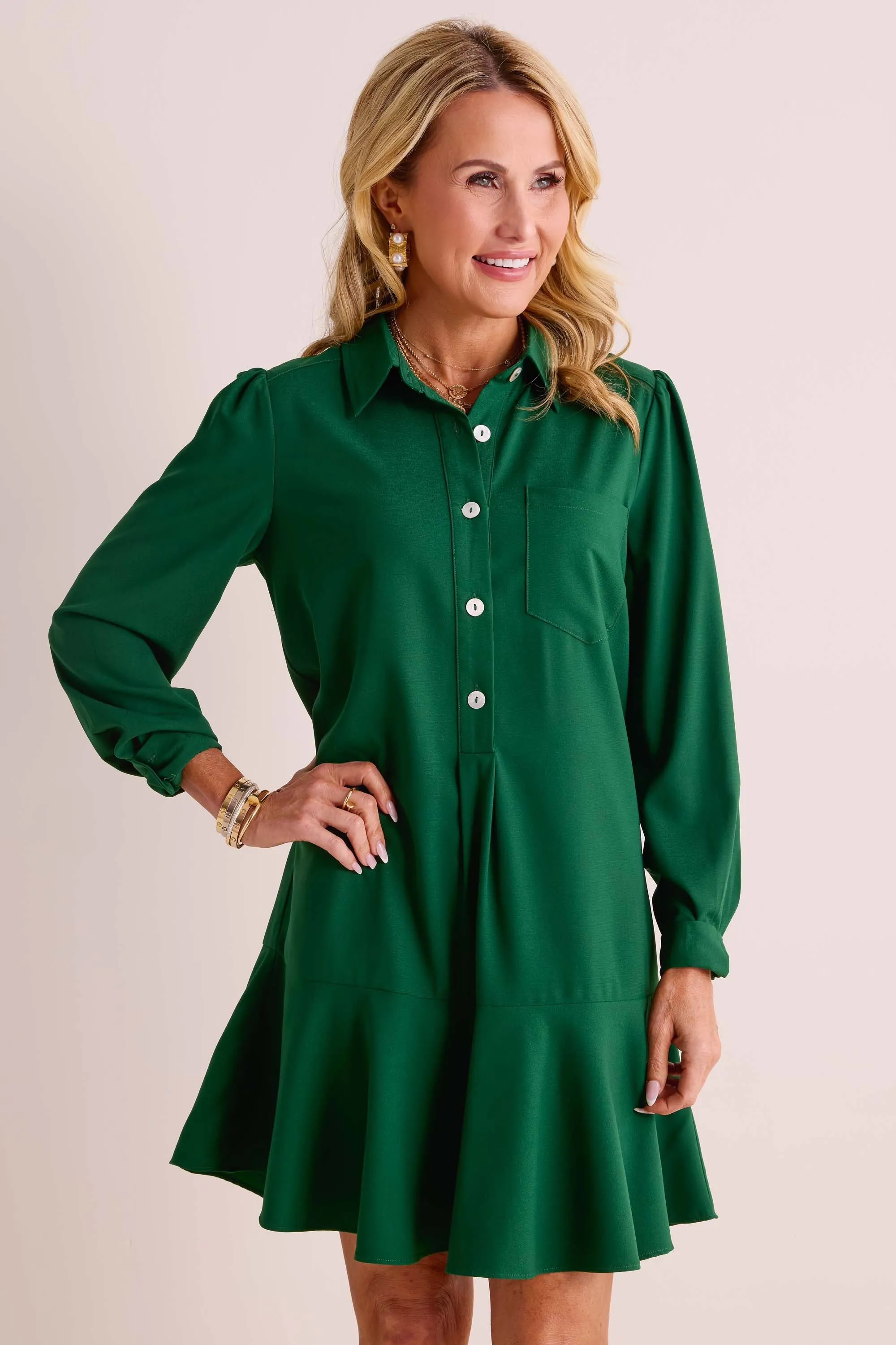 Meagan Dress- Hunter Green