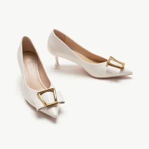 Metal Tie Pumps (Olivia) White