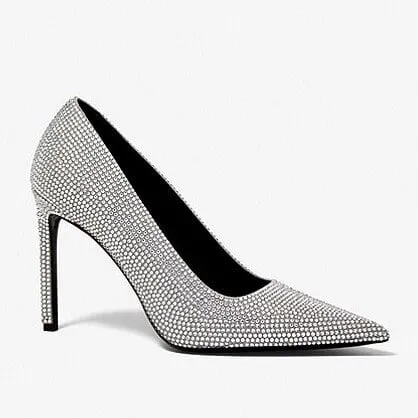 Michael Kors Collection Martine Crystal Suede Pumps, Silver