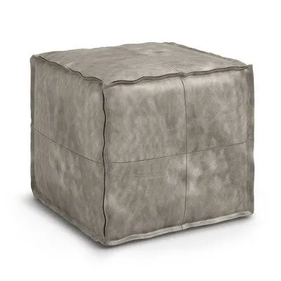 Open Box - Wendal Square Pouf Distressed Gray - WyndenHall