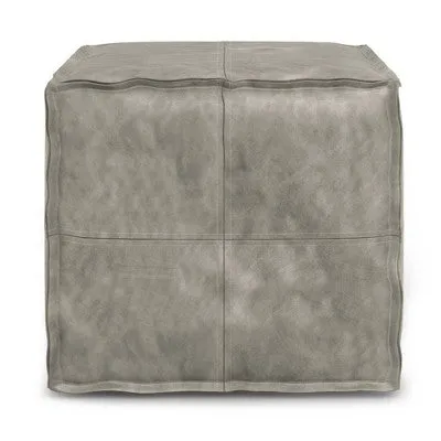 Open Box - Wendal Square Pouf Distressed Gray - WyndenHall