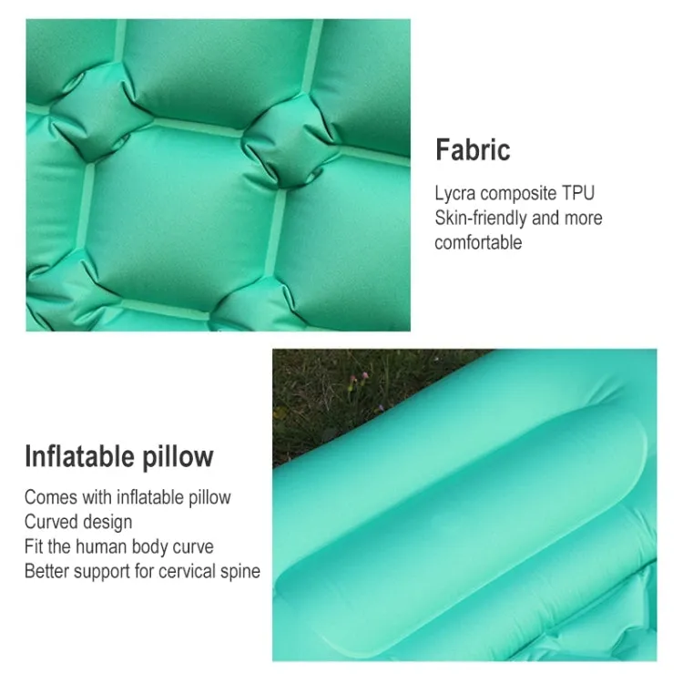 Outdoor Inflatable Bed for Camping, Fishing, and Beach, TPU Cushion, 76.8 x 46.9 x 6.3 inches (Emerald)