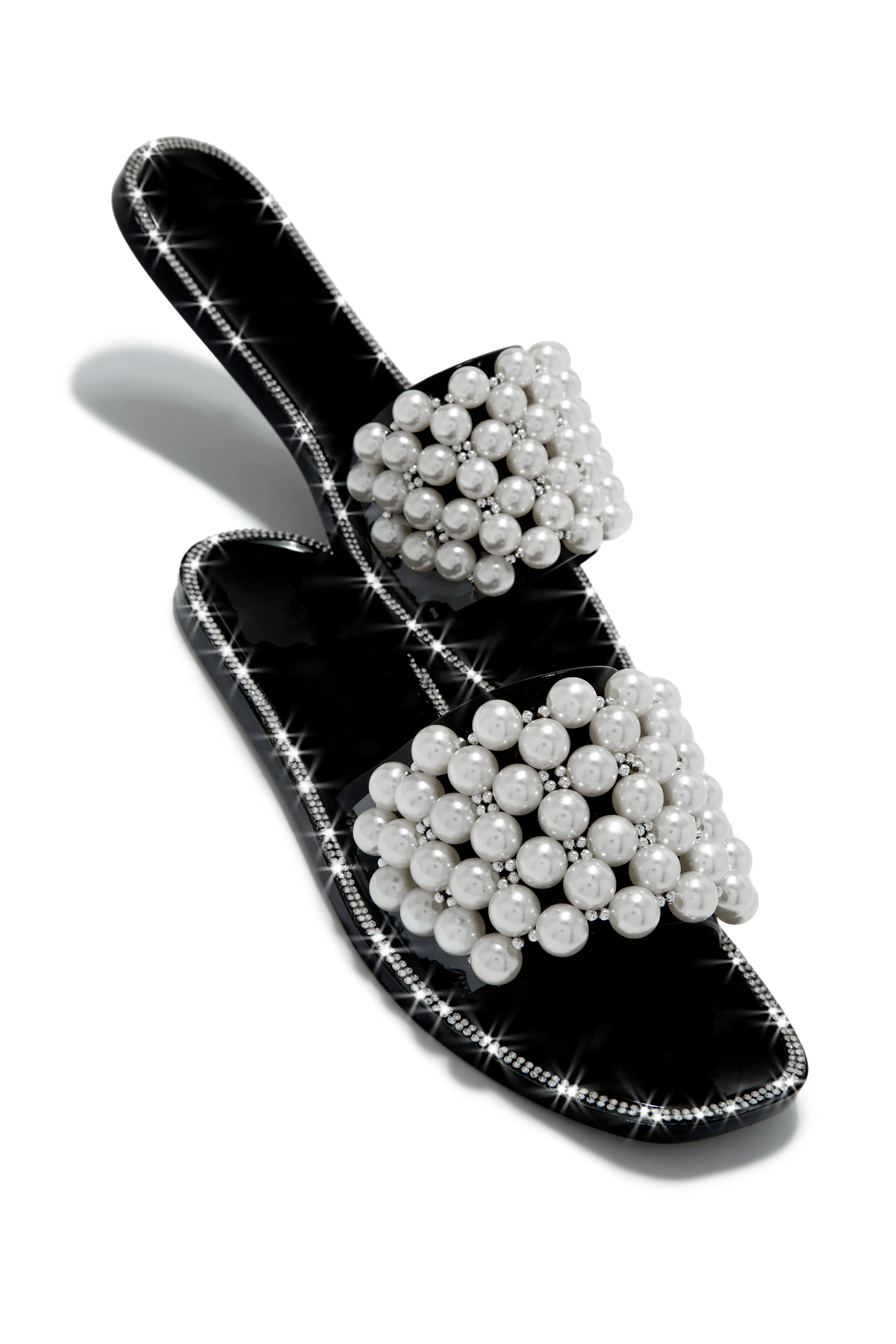 Playa Linda Embellished Jelly Slip On Sandals - Black