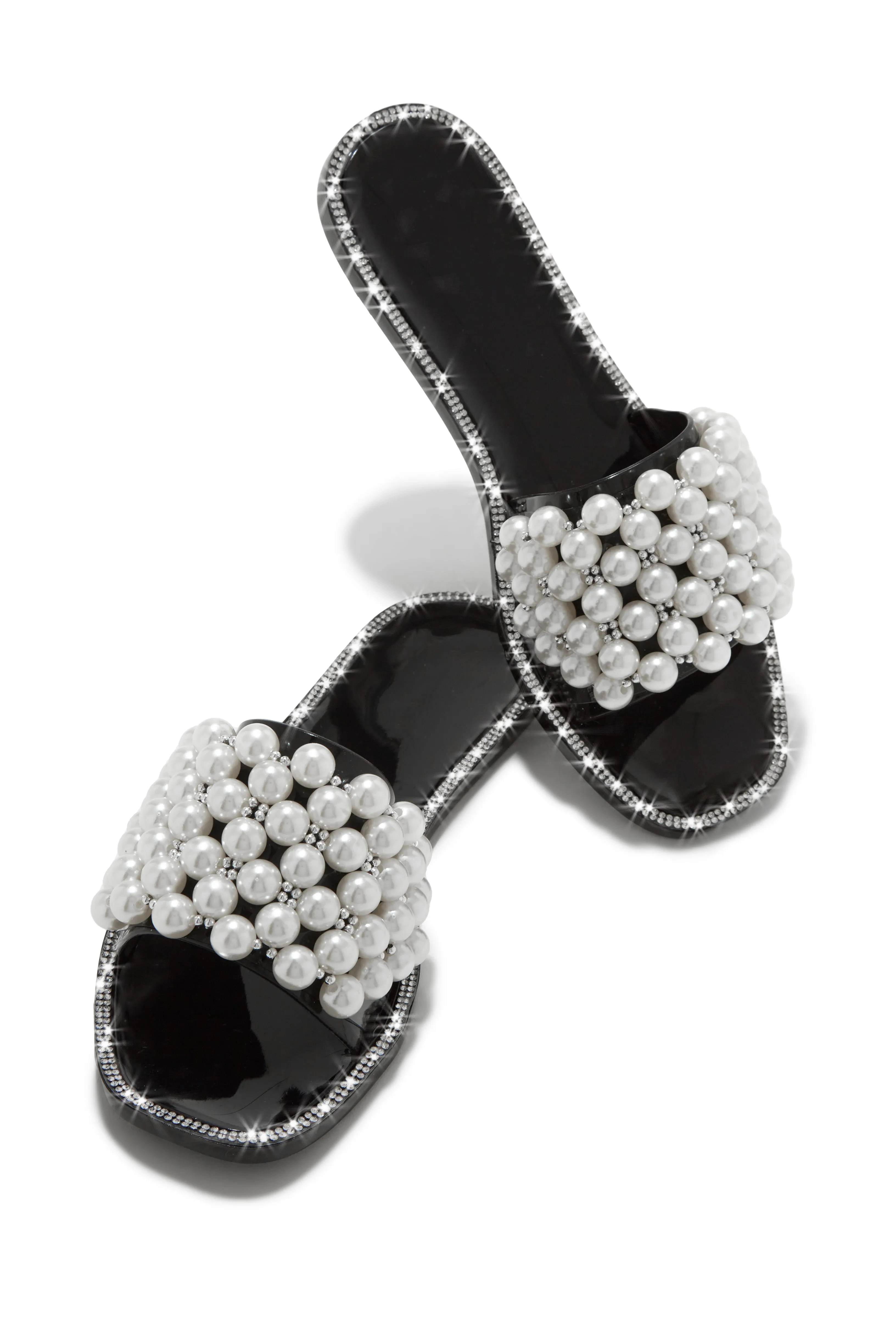 Playa Linda Embellished Jelly Slip On Sandals - Black