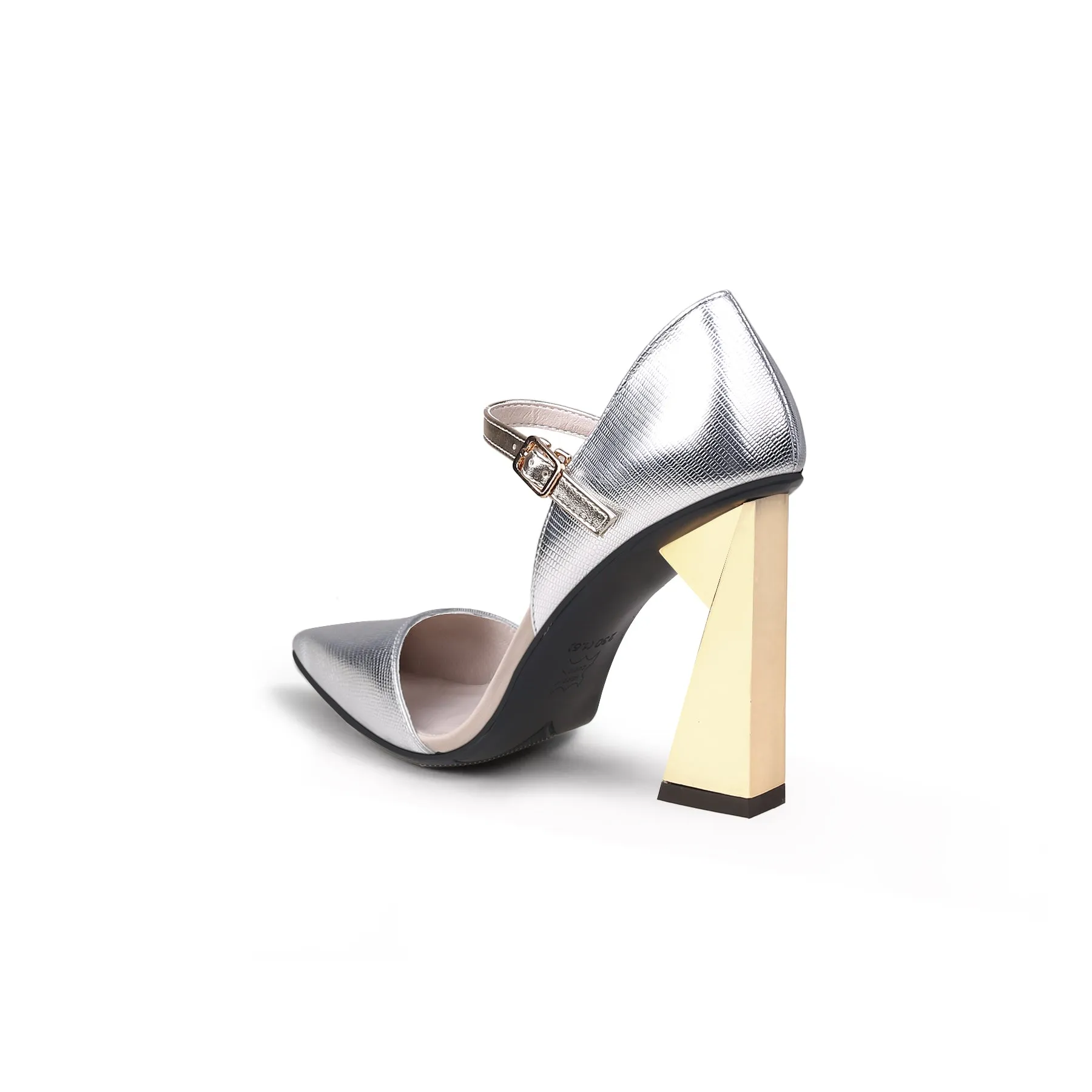 Pointed Toe Ankle Strap Trape Heel Pumps