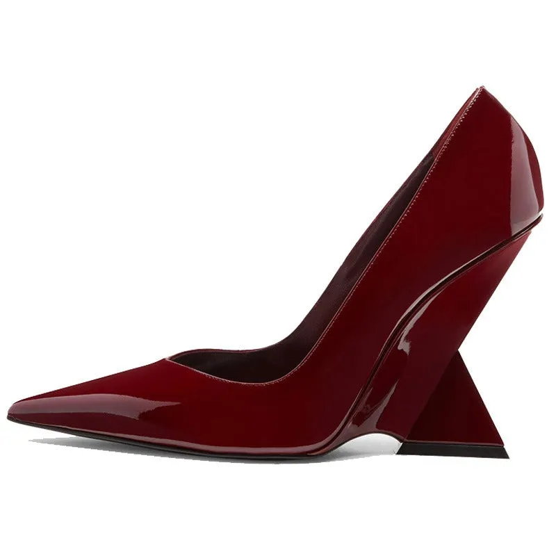 Pre Order:  Patent Suede Unconventional High Heel Pumps