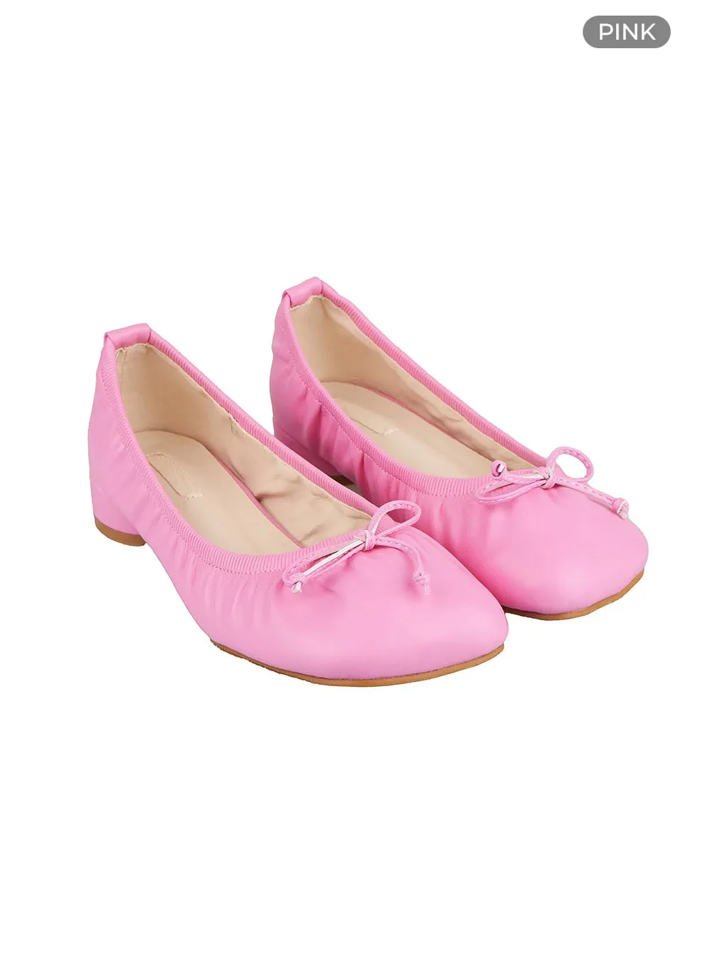 Ribbon Detail Faux Leather Flats OU419