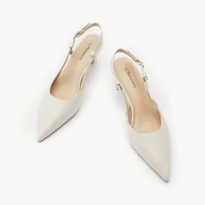 Chic White Slingback Helen Pumps for Women