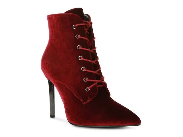 TEEK - Laced High Heeled Velvet Boots