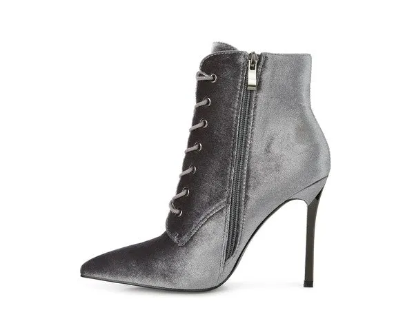 TEEK - Laced High Heeled Velvet Boots