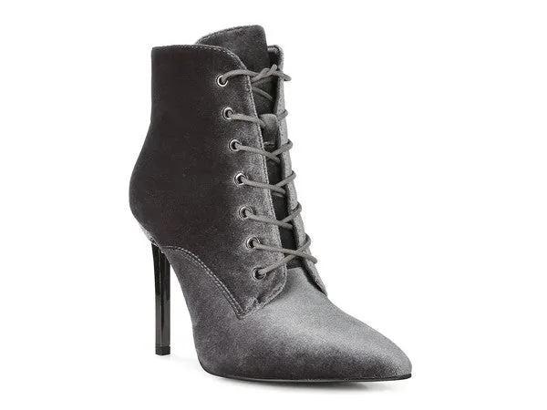 TEEK - Laced High Heeled Velvet Boots