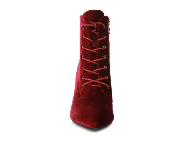 TEEK - Laced High Heeled Velvet Boots