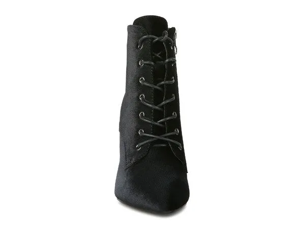 TEEK - Laced High Heeled Velvet Boots