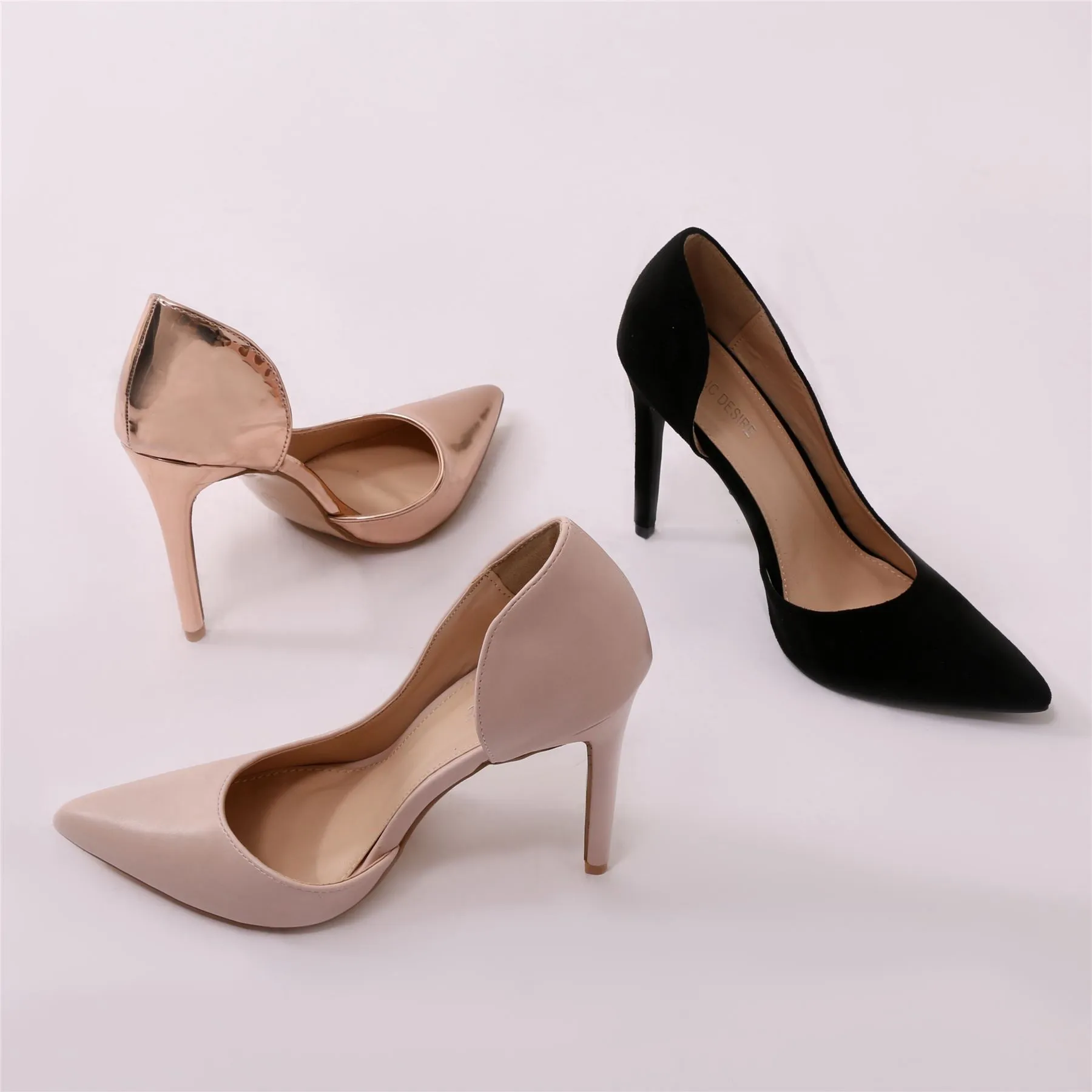 Tipsy Cut Out Court Heels in Rose Gold