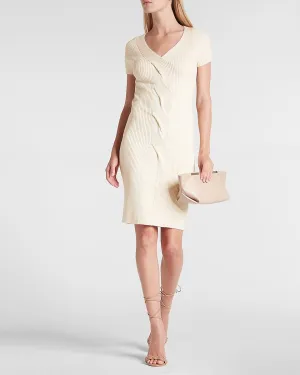 Twist Front Midi Sweater Dress in Swan